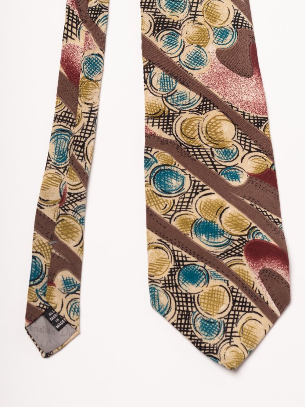 Vintage 80s 90s Abstract Multi Christian Dior Monsieur Silk Tie Artsy Retro
